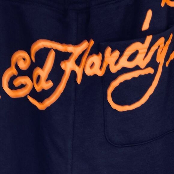 NWT Ed Hardy Men's Bulldog Graphic Navy Eclipse Shorts XL - Picture 6 of 9